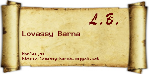 Lovassy Barna névjegykártya